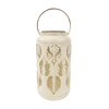 Snow Joe Bliss Outdoors Set of 2 Solar LED Lanterns w Tropical Leaf Design  Hand Painted Finish BSL-311-WH